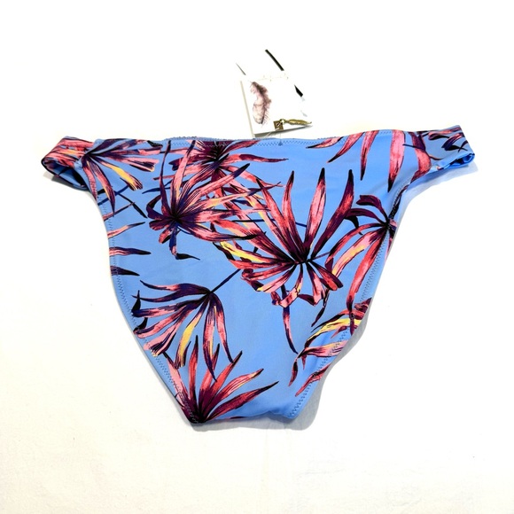 Jessica Simpson Palmy Days Smocked O-ring Bikini Top Bottom L/M Lilac Palm Tree - Picture 11 of 14